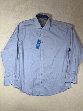 NWT Twillory No Wrinkle 17 34-35 Light Blue Dress Shirt Modern Spread Collar
